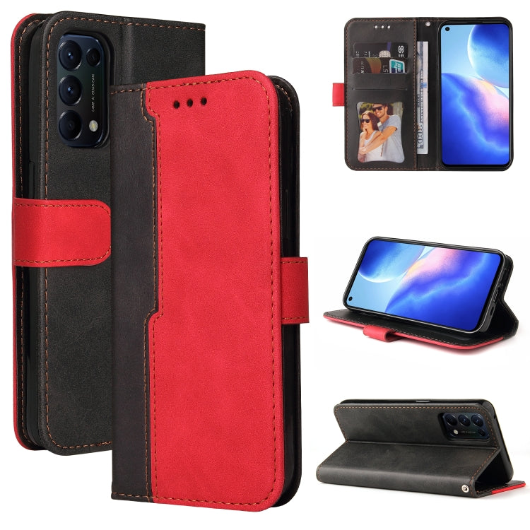 For OPPO Reno5 4G / 5G / Find X3 Lite Business Stitching-Color Horizontal Flip PU Leather Case with Holder & Card Slots & Photo Frame & Lanyard