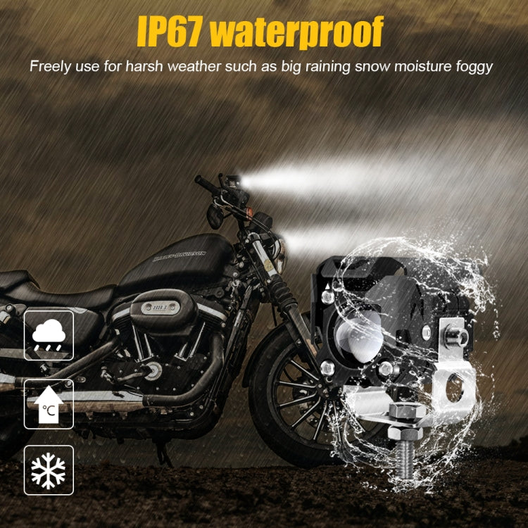 1 Pair M1 Motorcycle Rectangular Lens Spotlight External Work Light(Yellow White)