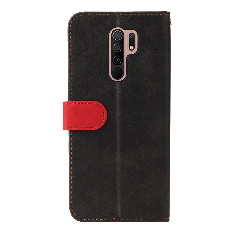 For Xiaomi Poco M2 / Redmi 9 Business Stitching-Color Horizontal Flip PU Leather Case with Holder & Card Slots & Photo Frame(Red)