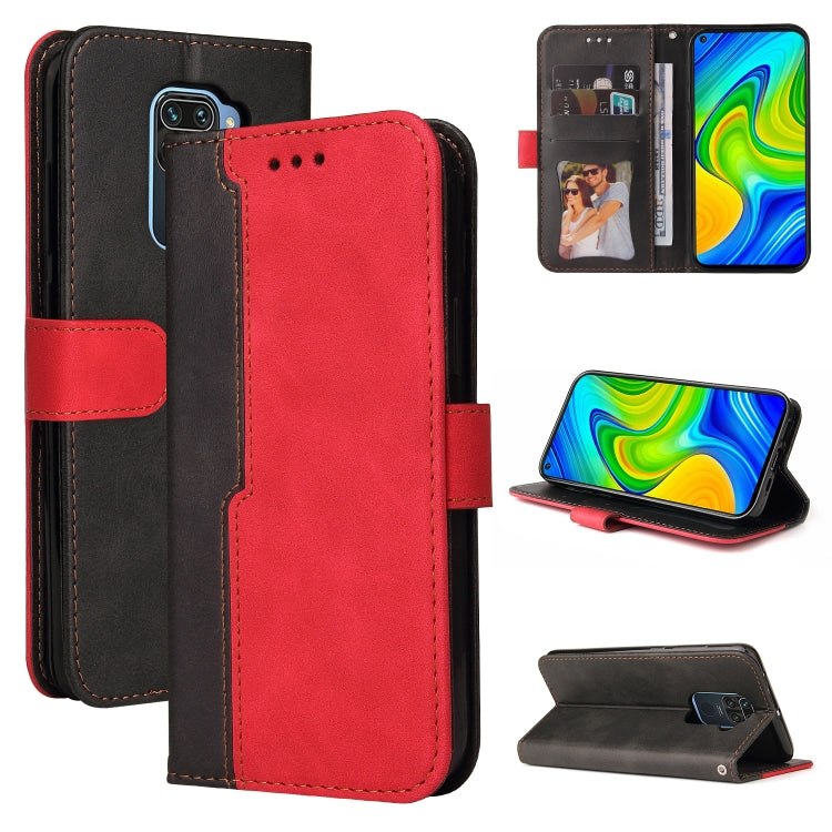 For Xiaomi Redmi Note 9 4G Foreign Version / 10X 4G Business Stitching-Color Horizontal Flip PU Leather Case with Holder & Card Slots & Photo Frame