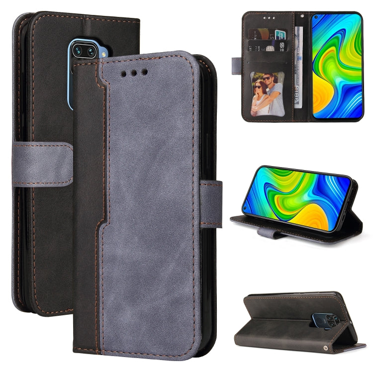 For Xiaomi Redmi Note 9 4G Foreign Version / 10X 4G Business Stitching-Color Horizontal Flip PU Leather Case with Holder & Card Slots & Photo Frame