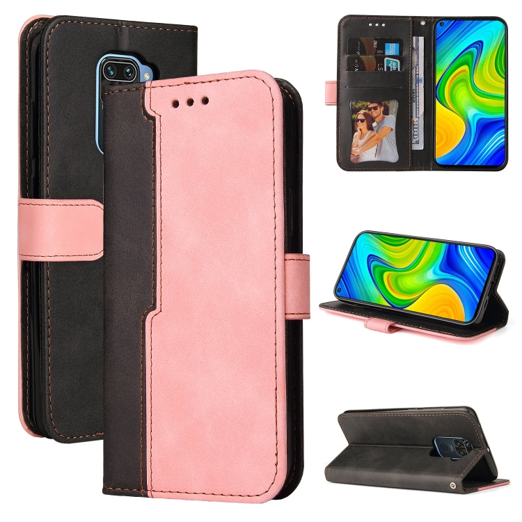 For Xiaomi Redmi Note 9 4G Foreign Version / 10X 4G Business Stitching-Color Horizontal Flip PU Leather Case with Holder & Card Slots & Photo Frame
