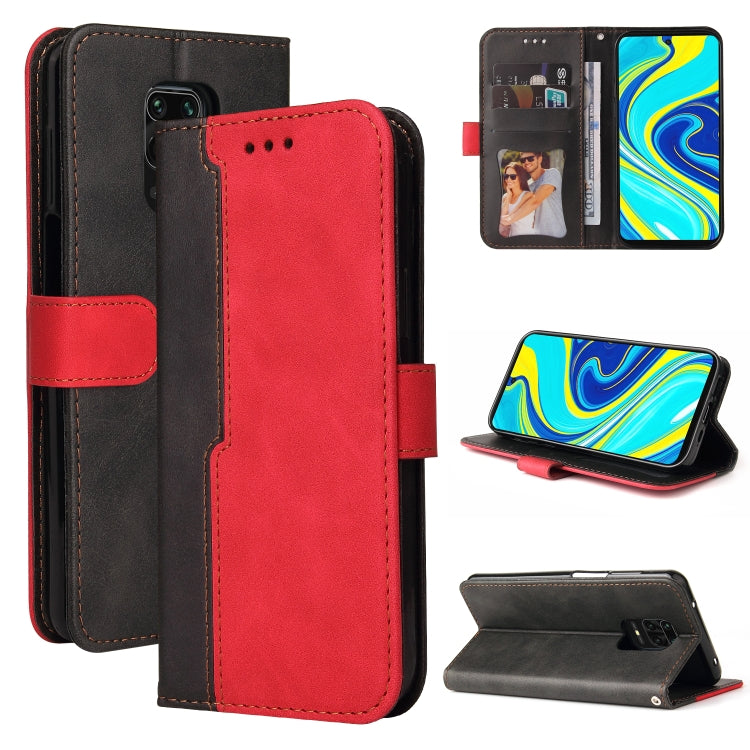 For Xiaomi Redmi Note 9S/Note 9 Pro/Note 9 Pro Max Business Stitching-Color Horizontal Flip PU Leather Case with Holder & Card Slots & Photo Frame