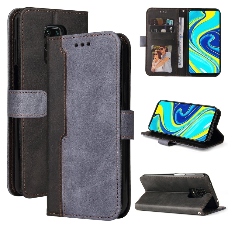 For Xiaomi Redmi Note 9S/Note 9 Pro/Note 9 Pro Max Business Stitching-Color Horizontal Flip PU Leather Case with Holder & Card Slots & Photo Frame