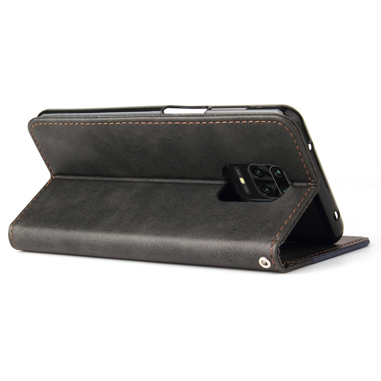 For Xiaomi Redmi Note 9S/Note 9 Pro/Note 9 Pro Max Business Stitching-Color Horizontal Flip PU Leather Case with Holder & Card Slots & Photo Frame