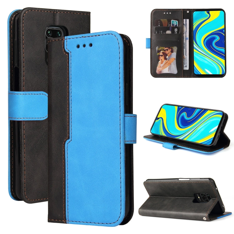For Xiaomi Redmi Note 9S/Note 9 Pro/Note 9 Pro Max Business Stitching-Color Horizontal Flip PU Leather Case with Holder & Card Slots & Photo Frame