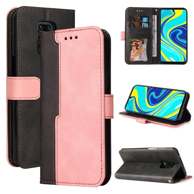 For Xiaomi Redmi Note 9S/Note 9 Pro/Note 9 Pro Max Business Stitching-Color Horizontal Flip PU Leather Case with Holder & Card Slots & Photo Frame