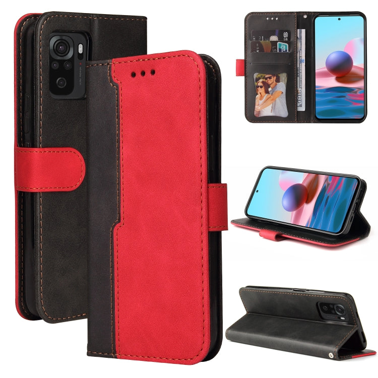 For Xiaomi Redmi Note 10 4G Business Stitching-Color Horizontal Flip PU Leather Case with Holder & Card Slots & Photo Frame