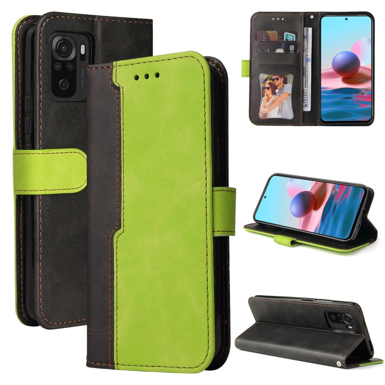 For Xiaomi Redmi Note 10 4G Business Stitching-Color Horizontal Flip PU Leather Case with Holder & Card Slots & Photo Frame