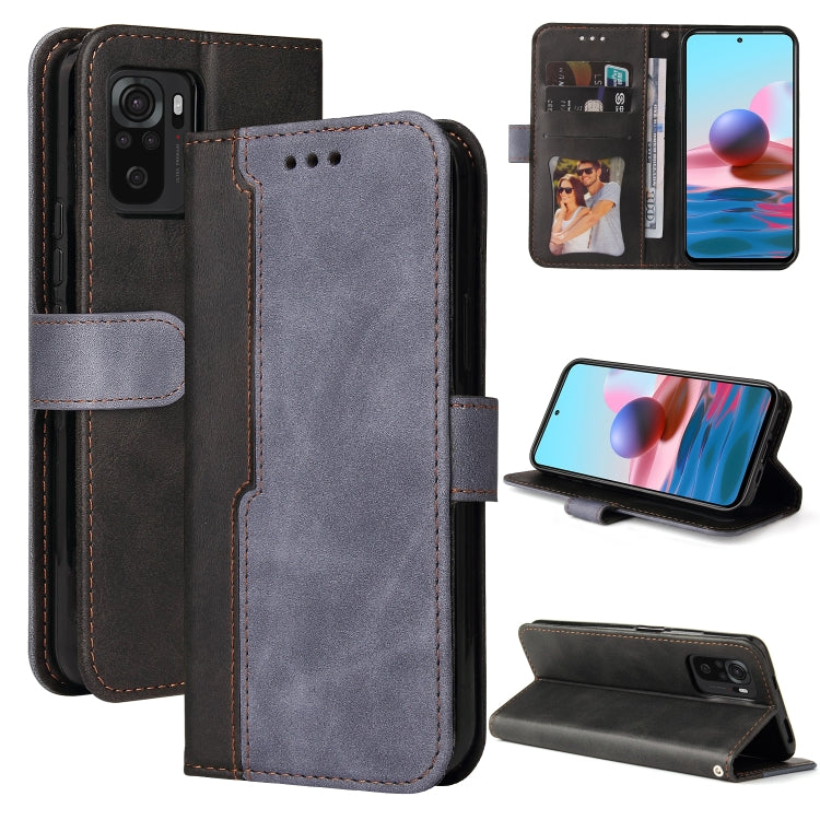 For Xiaomi Redmi Note 10 4G Business Stitching-Color Horizontal Flip PU Leather Case with Holder & Card Slots & Photo Frame