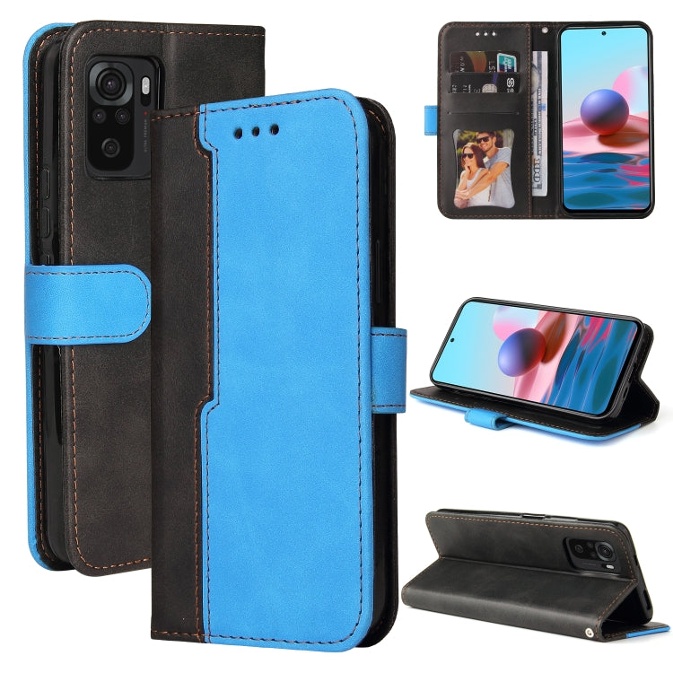 For Xiaomi Redmi Note 10 4G Business Stitching-Color Horizontal Flip PU Leather Case with Holder & Card Slots & Photo Frame
