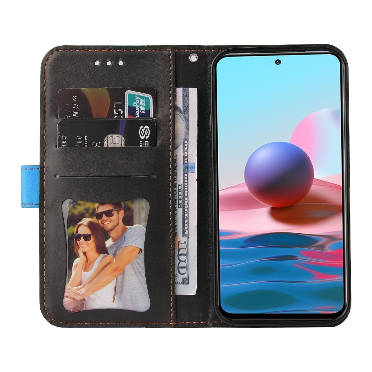 For Xiaomi Redmi Note 10 4G Business Stitching-Color Horizontal Flip PU Leather Case with Holder & Card Slots & Photo Frame