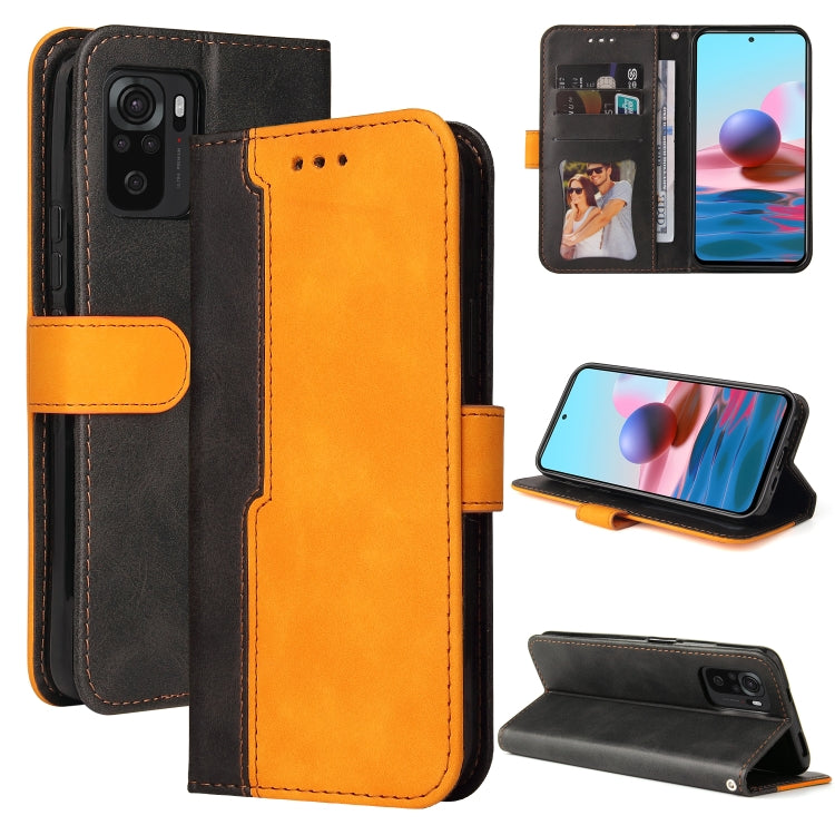 For Xiaomi Redmi Note 10 4G Business Stitching-Color Horizontal Flip PU Leather Case with Holder & Card Slots & Photo Frame
