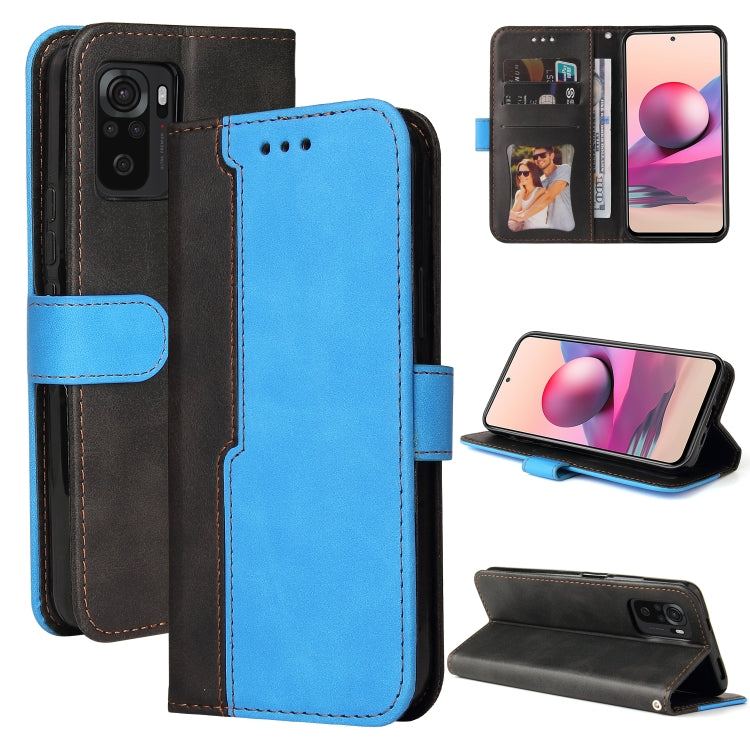 For Xiaomi Redmi Note 10S Business Stitching-Color Horizontal Flip PU Leather Case with Holder & Card Slots & Photo Frame