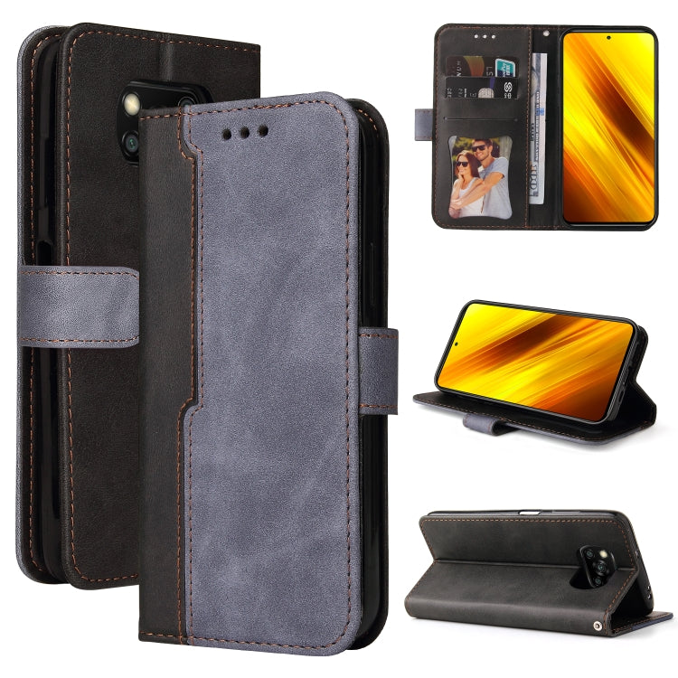 For Xiaomi Poco X3 / X3 Pro / X3 NFC Business Stitching-Color Horizontal Flip PU Leather Case with Holder & Card Slots & Photo Frame