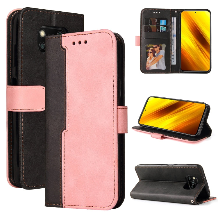For Xiaomi Poco X3 / X3 Pro / X3 NFC Business Stitching-Color Horizontal Flip PU Leather Case with Holder & Card Slots & Photo Frame