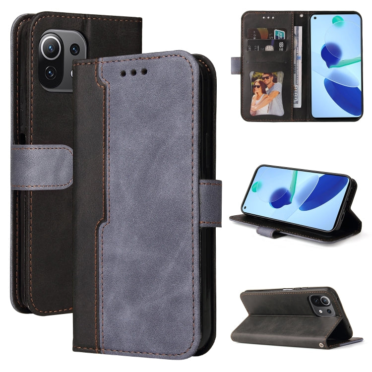 For Xiaomi Mi 11 Lite Business Stitching-Color Horizontal Flip PU Leather Case with Holder & Card Slots & Photo Frame