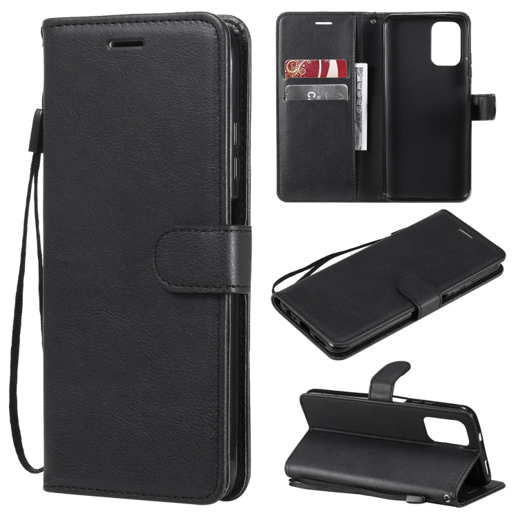 For Xiaomi Redmi Note 10 4G Solid Color Horizontal Flip Protective Leather Case with Holder & Card Slots & Wallet & Photo Frame & Lanyard
