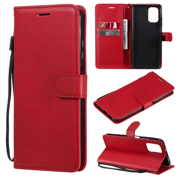 For Xiaomi Redmi Note 10 4G Solid Color Horizontal Flip Protective Leather Case with Holder & Card Slots & Wallet & Photo Frame & Lanyard