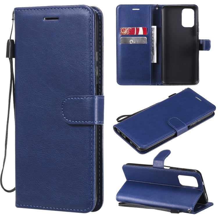 For Xiaomi Redmi Note 10 4G Solid Color Horizontal Flip Protective Leather Case with Holder & Card Slots & Wallet & Photo Frame & Lanyard