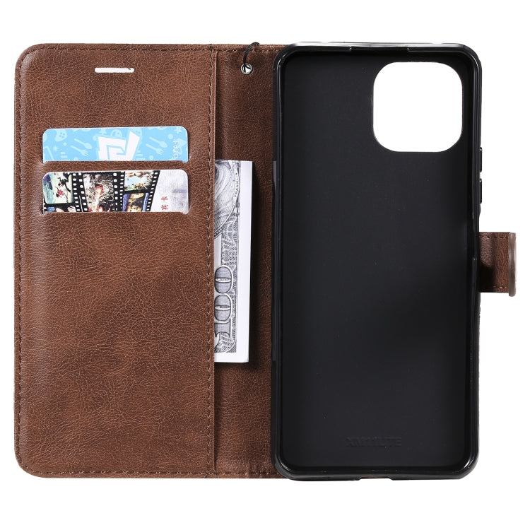 For Xiaomi Mi 11 Lite Solid Color Horizontal Flip Protective Leather Case with Holder & Card Slots & Wallet & Photo Frame & Lanyard