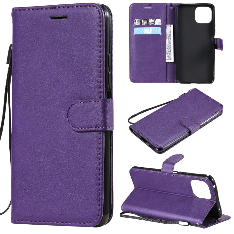 For Xiaomi Mi 11 Lite Solid Color Horizontal Flip Protective Leather Case with Holder & Card Slots & Wallet & Photo Frame & Lanyard
