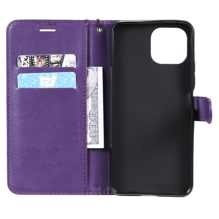 For Xiaomi Mi 11 Lite Solid Color Horizontal Flip Protective Leather Case with Holder & Card Slots & Wallet & Photo Frame & Lanyard