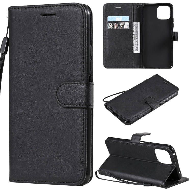 For Xiaomi Mi 11 Lite Solid Color Horizontal Flip Protective Leather Case with Holder & Card Slots & Wallet & Photo Frame & Lanyard