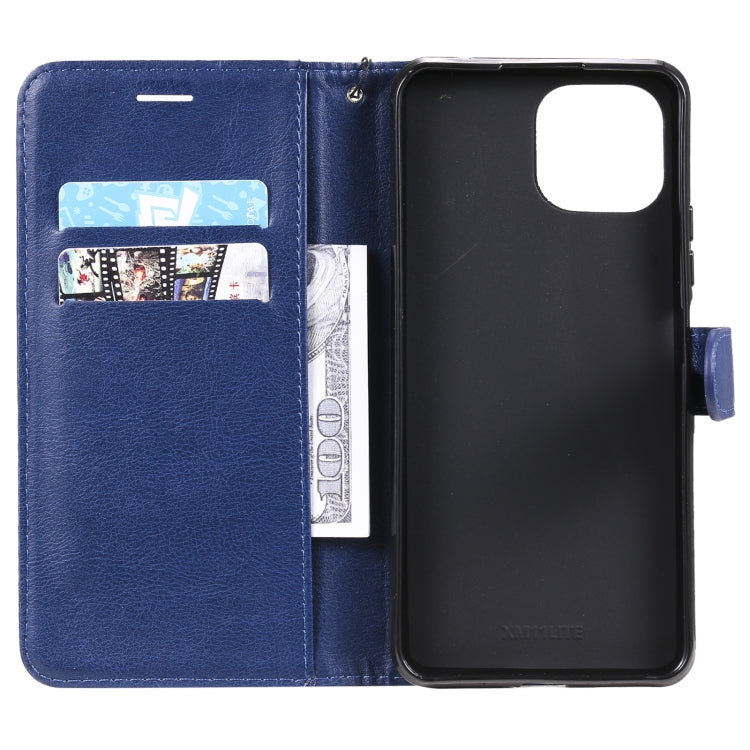 For Xiaomi Mi 11 Lite Solid Color Horizontal Flip Protective Leather Case with Holder & Card Slots & Wallet & Photo Frame & Lanyard