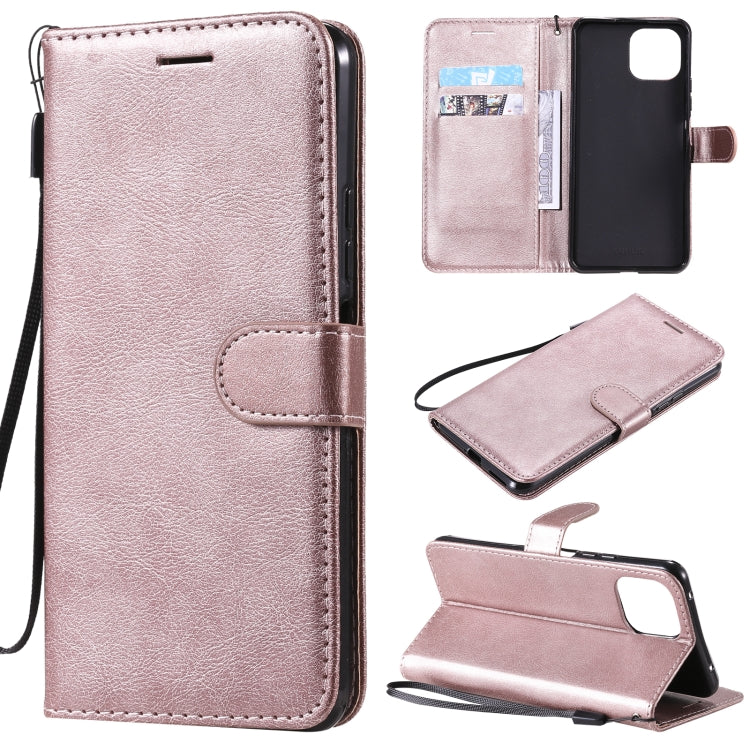 For Xiaomi Mi 11 Lite Solid Color Horizontal Flip Protective Leather Case with Holder & Card Slots & Wallet & Photo Frame & Lanyard