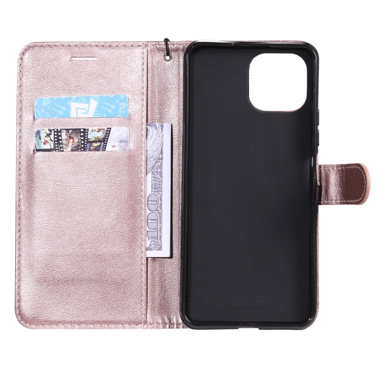 For Xiaomi Mi 11 Lite Solid Color Horizontal Flip Protective Leather Case with Holder & Card Slots & Wallet & Photo Frame & Lanyard