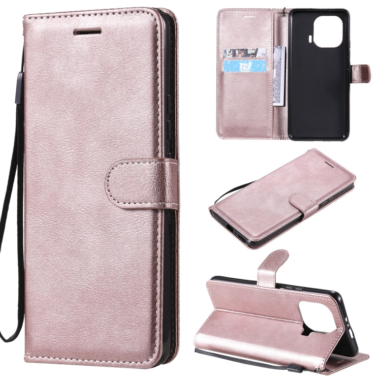For Xiaomi Mi 11 Pro Solid Color Horizontal Flip Protective Leather Case with Holder & Card Slots & Wallet & Photo Frame & Lanyard