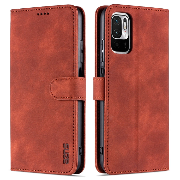 For Xiaomi Redmi Note 10 5G AZNS Skin Feel Calf Texture Horizontal Flip Leather Case with Card Slots & Holder & Wallet
