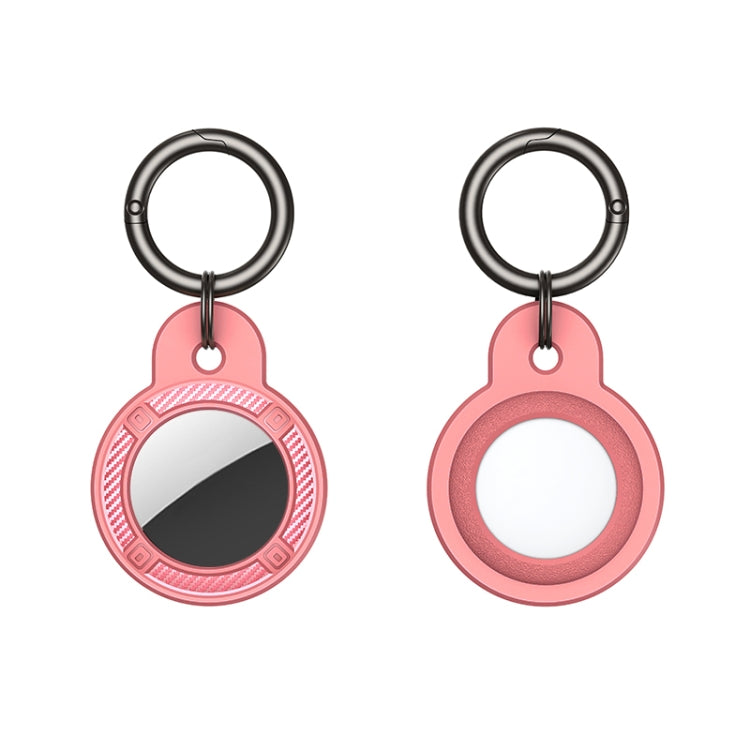 Round Shape Carbon Fiber Anti-fall Case with Keychain Ring for AirTag