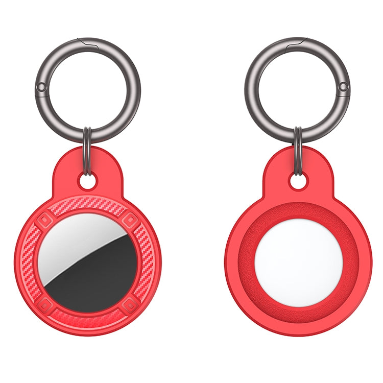 Round Shape Carbon Fiber Anti-fall Case with Keychain Ring for AirTag