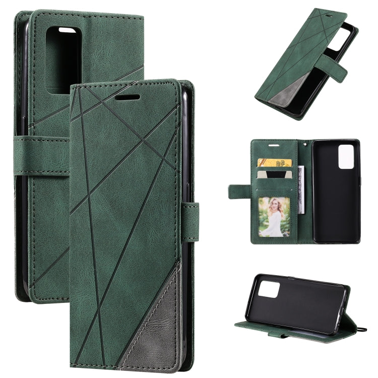 For OPPO A74 4G / F19 Skin Feel Splicing Horizontal Flip Leather Case with Holder & Card Slots & Wallet & Photo Frame