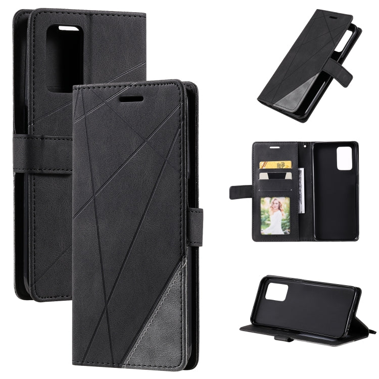For OPPO Realme V13 5G Skin Feel Splicing Horizontal Flip Leather Case with Holder & Card Slots & Wallet & Photo Frame