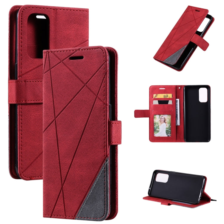 For OPPO Reno5 5G Skin Feel Splicing Horizontal Flip Leather Case with Holder & Card Slots & Wallet & Photo Frame