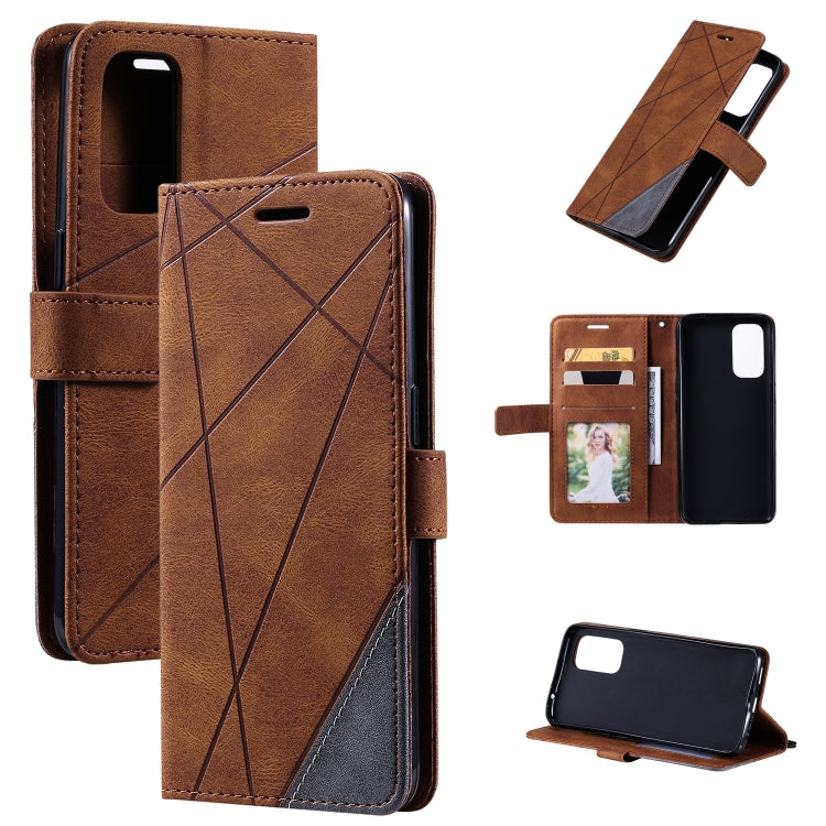 For OPPO Reno5 5G Skin Feel Splicing Horizontal Flip Leather Case with Holder & Card Slots & Wallet & Photo Frame