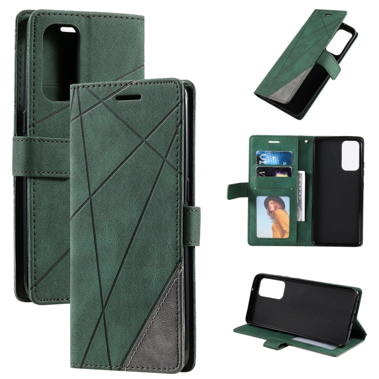 For OPPO Reno6 5G Skin Feel Splicing Horizontal Flip Leather Case with Holder & Card Slots & Wallet & Photo Frame