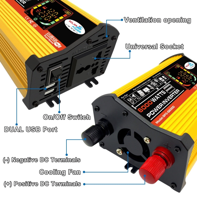 Legend III Generation DC12V to AC220V 6000W Car Power Inverter with LED Display