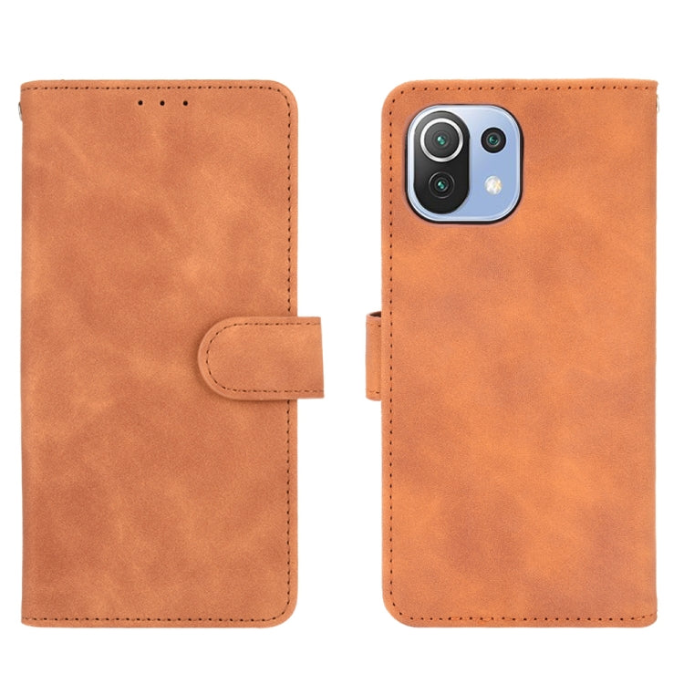 For Xiaomi Mi 11 Lite Solid Color Skin Feel Magnetic Buckle Horizontal Flip Calf Texture PU Leather Case with Holder & Card Slots & Wallet