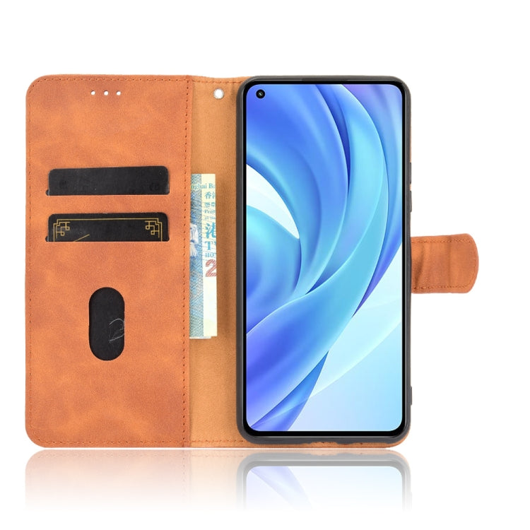 For Xiaomi Mi 11 Lite Solid Color Skin Feel Magnetic Buckle Horizontal Flip Calf Texture PU Leather Case with Holder & Card Slots & Wallet