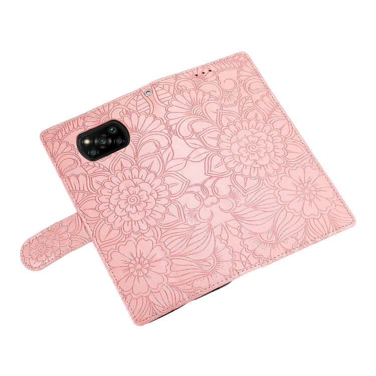 For Xiaomi POCO X3 NFC / X3 Pro / X3 Skin Feel Embossed Sunflower Horizontal Flip Leather Case with Holder & Card Slots & Wallet & Lanyard