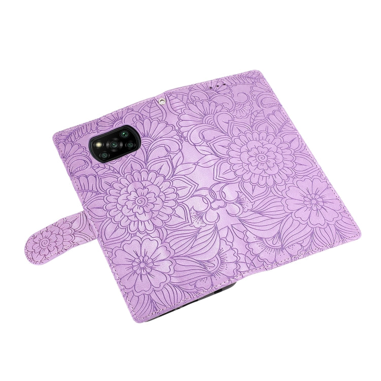 For Xiaomi POCO X3 NFC / X3 Pro / X3 Skin Feel Embossed Sunflower Horizontal Flip Leather Case with Holder & Card Slots & Wallet & Lanyard