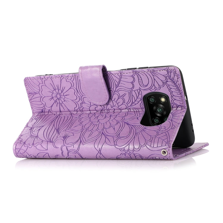 For Xiaomi POCO X3 NFC / X3 Pro / X3 Skin Feel Embossed Sunflower Horizontal Flip Leather Case with Holder & Card Slots & Wallet & Lanyard