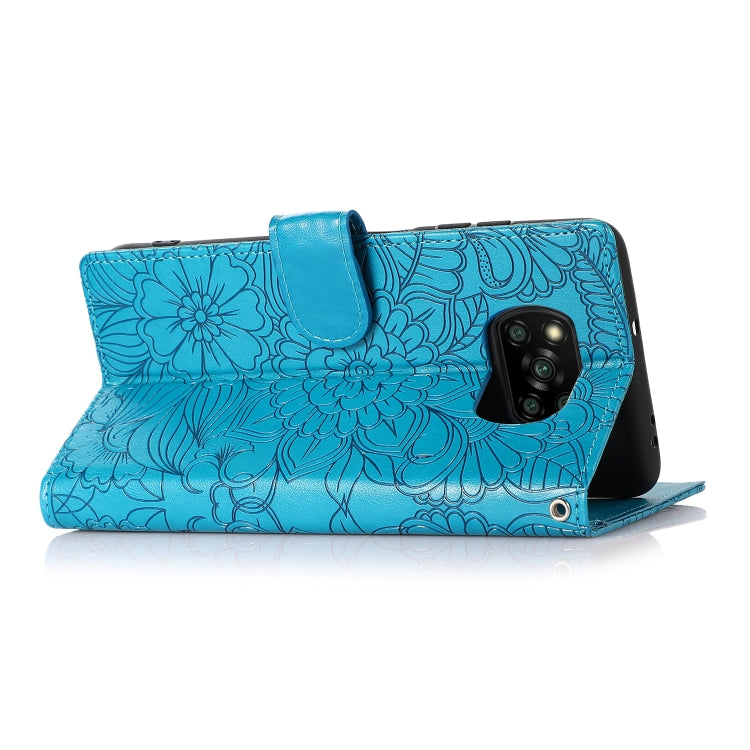 For Xiaomi POCO X3 NFC / X3 Pro / X3 Skin Feel Embossed Sunflower Horizontal Flip Leather Case with Holder & Card Slots & Wallet & Lanyard