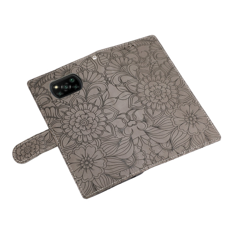 For Xiaomi POCO X3 NFC / X3 Pro / X3 Skin Feel Embossed Sunflower Horizontal Flip Leather Case with Holder & Card Slots & Wallet & Lanyard