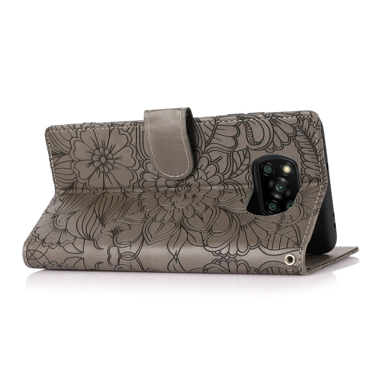 For Xiaomi POCO X3 NFC / X3 Pro / X3 Skin Feel Embossed Sunflower Horizontal Flip Leather Case with Holder & Card Slots & Wallet & Lanyard