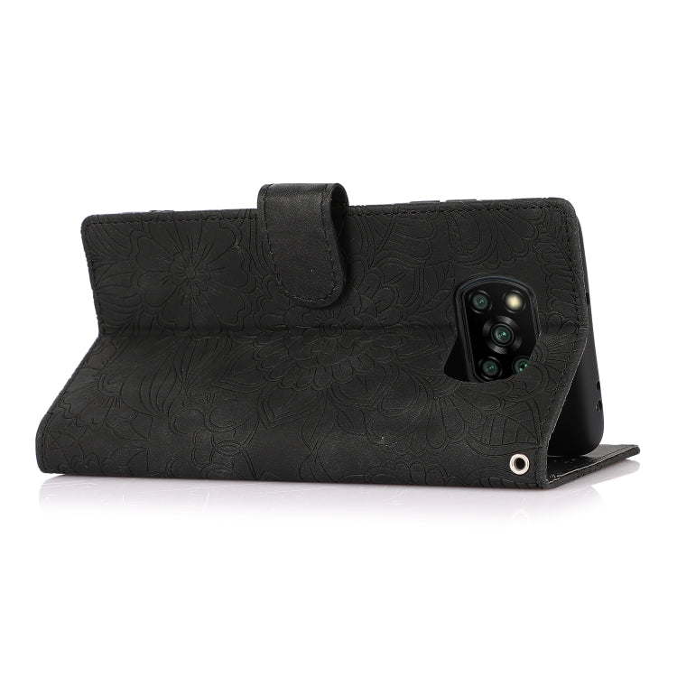 For Xiaomi POCO X3 NFC / X3 Pro / X3 Skin Feel Embossed Sunflower Horizontal Flip Leather Case with Holder & Card Slots & Wallet & Lanyard